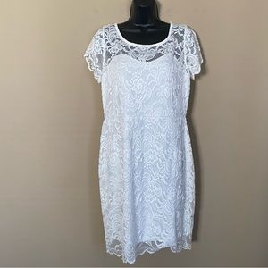 Odcocd White Lace Short Sleeve Dress